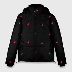 Куртка зимняя мужская Розовый фламинго патерн, цвет: 3D-черный