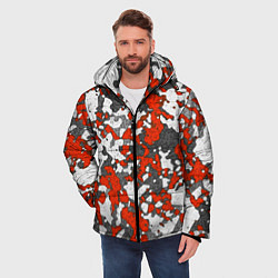 Куртка зимняя мужская Абстракция серо-красная, цвет: 3D-светло-серый — фото 2