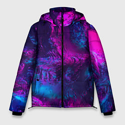 Куртка зимняя мужская Неоновая абстракция синий и розовый, цвет: 3D-светло-серый
