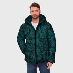 Куртка зимняя мужская Текстура каменная тёмно-зелёный, цвет: 3D-черный — фото 2
