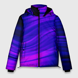Куртка зимняя мужская Волнистый абстрактный узор в синих и малиновых тон, цвет: 3D-светло-серый