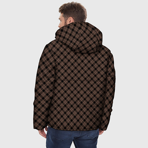 Мужская зимняя куртка Коричневый клетчатый узор / 3D-Светло-серый – фото 4