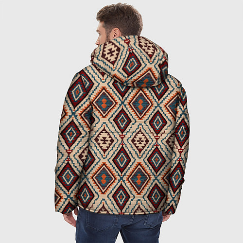 Мужская зимняя куртка Ковёр этнические узоры / 3D-Светло-серый – фото 4