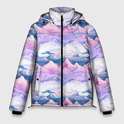 Куртка зимняя мужская Розовые горы паттерн, цвет: 3D-светло-серый