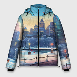Куртка зимняя мужская Зимний большой город, цвет: 3D-красный