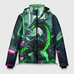 Куртка зимняя мужская Неоновый зеленый дракон, цвет: 3D-светло-серый