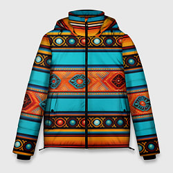 Куртка зимняя мужская Этнический принт в горизонтальную полоску, цвет: 3D-красный