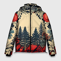 Куртка зимняя мужская Новогодний лес, цвет: 3D-черный