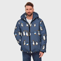 Куртка зимняя мужская Забавное семейство пингвинов, цвет: 3D-черный — фото 2