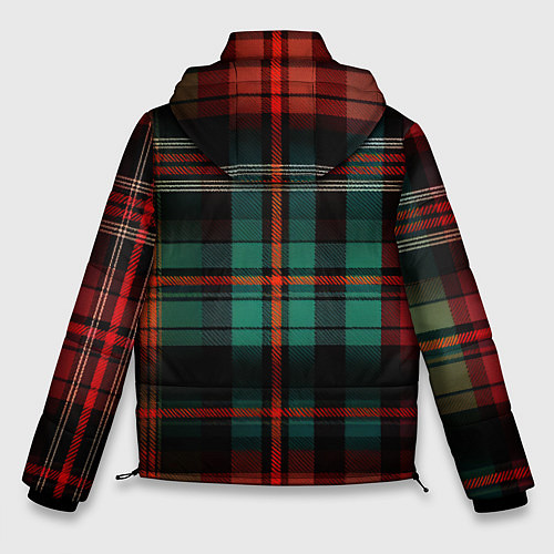 Мужская зимняя куртка Красно-зелёная шотландская клетка / 3D-Черный – фото 2