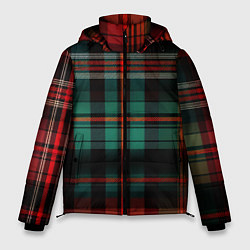 Куртка зимняя мужская Красно-зелёная шотландская клетка, цвет: 3D-красный