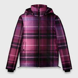 Куртка зимняя мужская Фиолетовая шотландская клетка, цвет: 3D-черный