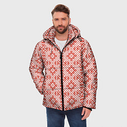Куртка зимняя мужская Сварожич - славянский орнамент, цвет: 3D-красный — фото 2