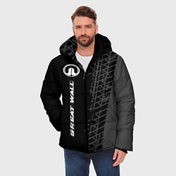 Куртка зимняя мужская Great Wall speed на темном фоне со следами шин по-, цвет: 3D-черный — фото 2