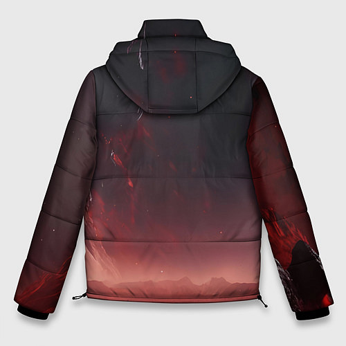 Мужская зимняя куртка Красно черная космическая планета / 3D-Черный – фото 2