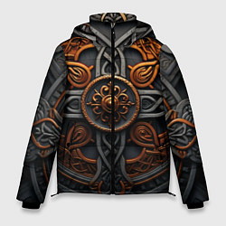 Куртка зимняя мужская Орнамент в викингском стиле, цвет: 3D-красный