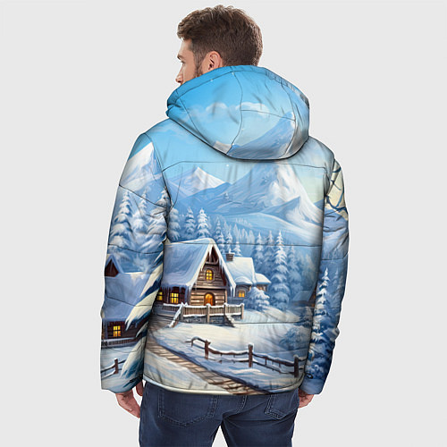 Мужская зимняя куртка Новогодняя зимняя деревня / 3D-Светло-серый – фото 4