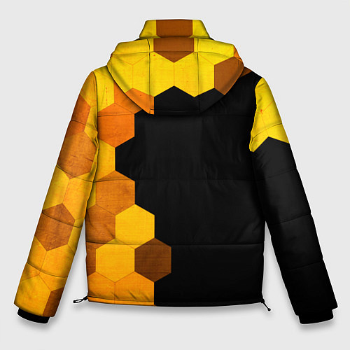 Мужская зимняя куртка Cyberpunk 2077 - gold gradient по-вертикали / 3D-Черный – фото 2