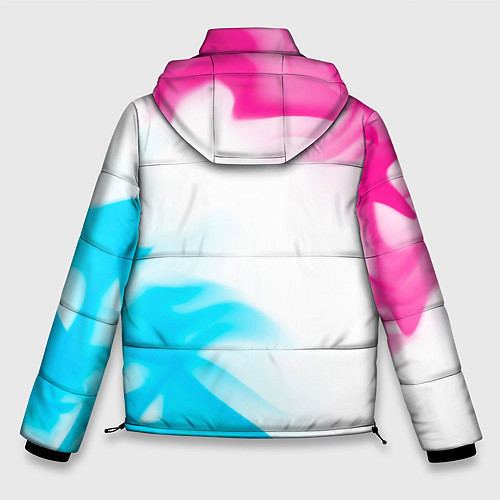 Мужская зимняя куртка Volkswagen neon gradient style вертикально / 3D-Черный – фото 2