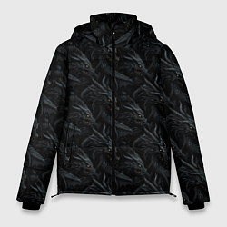 Куртка зимняя мужская Черные драконы паттерн, цвет: 3D-красный