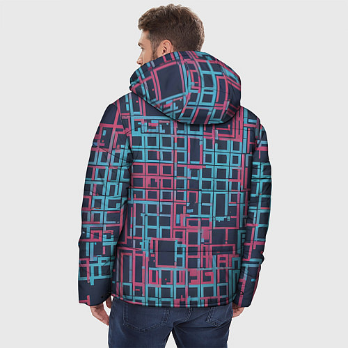 Мужская зимняя куртка Разноцветные толстые линии / 3D-Светло-серый – фото 4