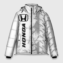 Куртка зимняя мужская Honda speed на светлом фоне со следами шин по-верт, цвет: 3D-черный