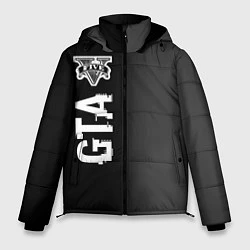 Куртка зимняя мужская GTA glitch на темном фоне по-вертикали, цвет: 3D-черный