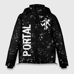 Куртка зимняя мужская Portal glitch на темном фоне вертикально, цвет: 3D-черный