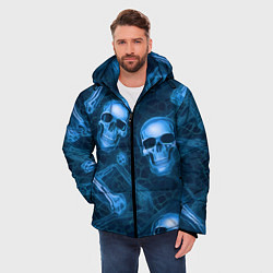 Куртка зимняя мужская Синие черепа и кости, цвет: 3D-светло-серый — фото 2