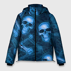 Куртка зимняя мужская Синие черепа и кости, цвет: 3D-красный