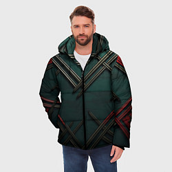 Куртка зимняя мужская Диагональный узор в шотландском стиле, цвет: 3D-красный — фото 2