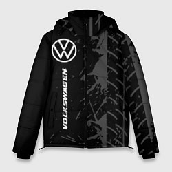 Куртка зимняя мужская Volkswagen speed на темном фоне со следами шин по-, цвет: 3D-черный