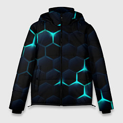 Куртка зимняя мужская Бирюзовый сквозь чёрные соты, цвет: 3D-светло-серый
