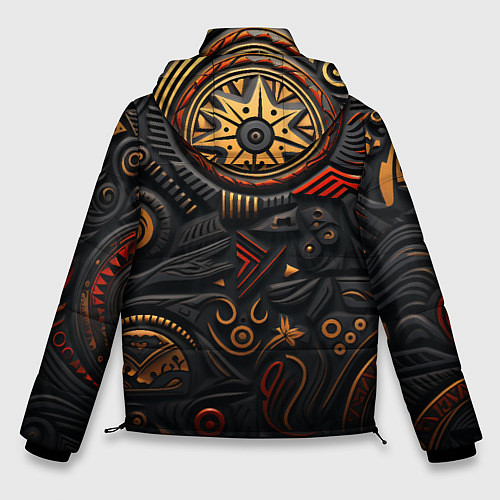Мужская зимняя куртка Абстрактный узор в славянской стилистике / 3D-Черный – фото 2