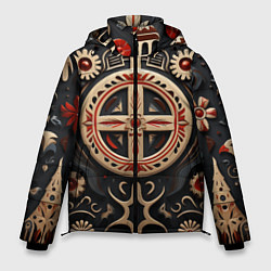 Куртка зимняя мужская Орнамент в славянской стилистике, цвет: 3D-красный