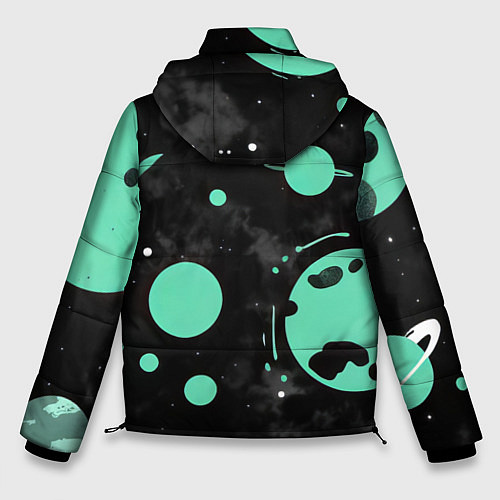 Мужская зимняя куртка Чёрно-мятный космос от нейросети / 3D-Черный – фото 2