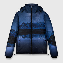 Куртка зимняя мужская Галактическая зимняя ночь в горах, цвет: 3D-светло-серый