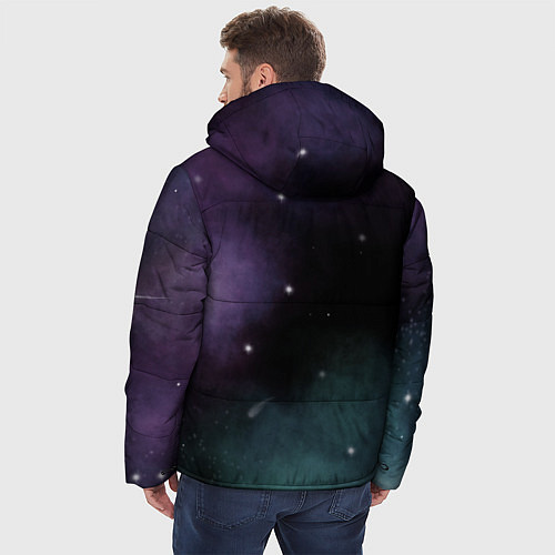 Мужская зимняя куртка Космос и звезды на темном фоне / 3D-Светло-серый – фото 4