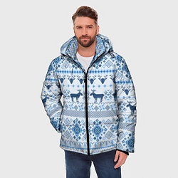 Куртка зимняя мужская Blue sweater with reindeer, цвет: 3D-черный — фото 2