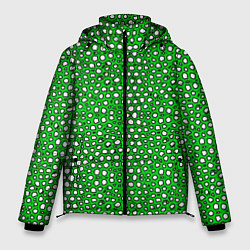 Куртка зимняя мужская Белые пузырьки на зелёном фоне, цвет: 3D-черный
