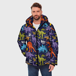 Куртка зимняя мужская Мультяшные динозавры, цвет: 3D-светло-серый — фото 2