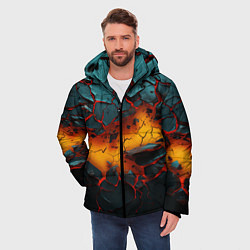 Куртка зимняя мужская Разлом неоновых плит, цвет: 3D-черный — фото 2