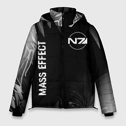 Мужская зимняя куртка Mass Effect glitch на темном фоне вертикально