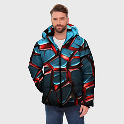 Куртка зимняя мужская Синие плиты с красными стеклами, цвет: 3D-светло-серый — фото 2