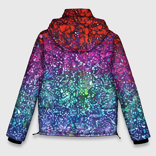 Мужская зимняя куртка Разноцветные узоры красные синие и фиолетовые / 3D-Черный – фото 2