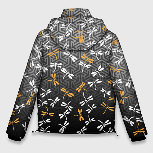 Мужская зимняя куртка Стрекозы поверх графики / 3D-Черный – фото 2