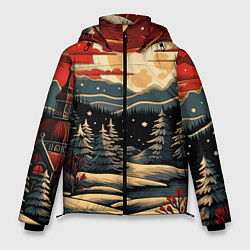 Куртка зимняя мужская Зимнее настроение новогодний рисунок, цвет: 3D-светло-серый