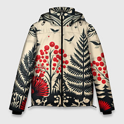 Куртка зимняя мужская Новогодние деревья и узоры, цвет: 3D-светло-серый