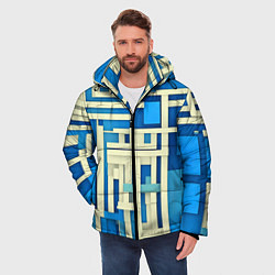 Куртка зимняя мужская Полосы на синем фоне, цвет: 3D-светло-серый — фото 2