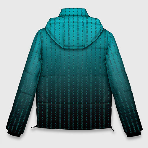 Мужская зимняя куртка Градиент бирюзовый полосы-цепочки / 3D-Черный – фото 2